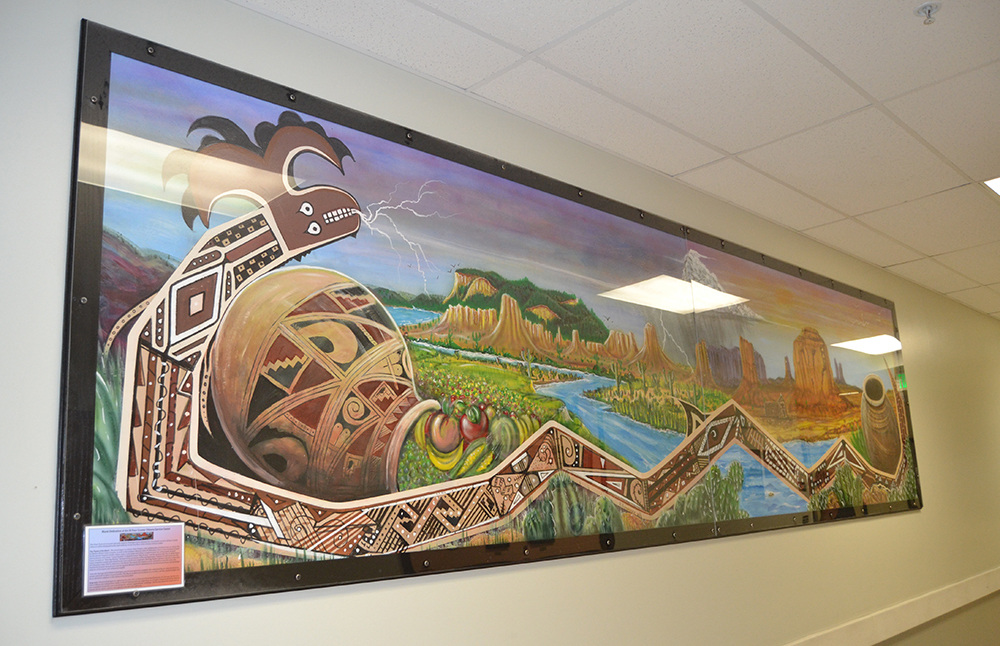 Nuevo Casas Grandes mural from left