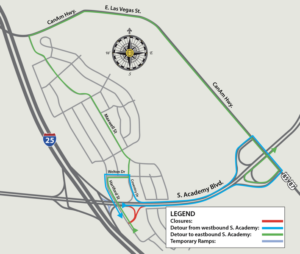 On-ramp from Hartford Street to northbound South Academy Boulevard
