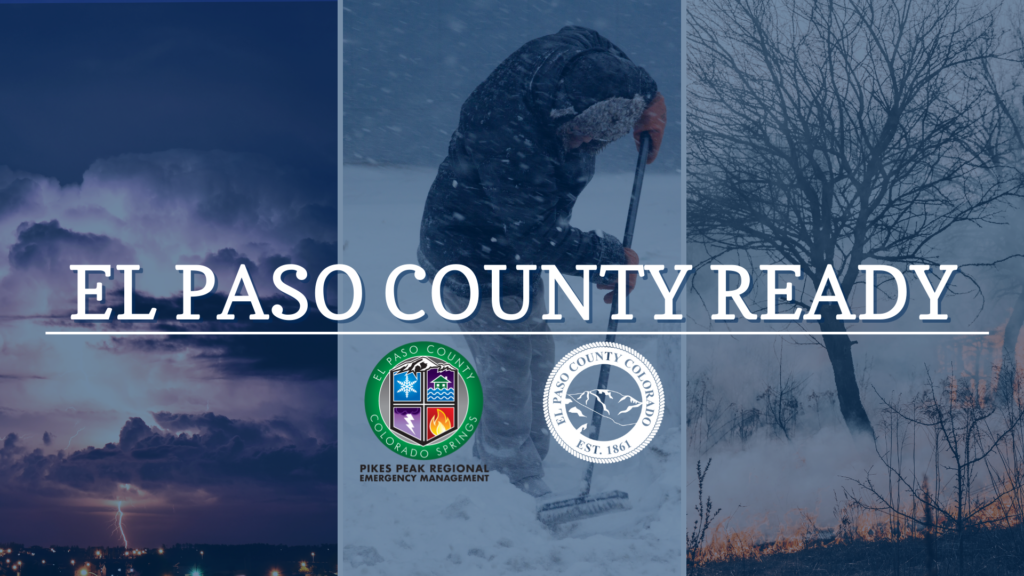 Graphic for El Paso County readiness--man snow shoveling
