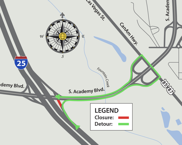 Closure and detour map of MAMSIP.