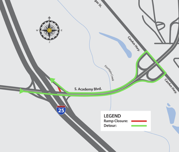 A map showing the detours and closures