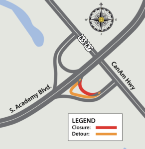 A detour and closure map of the MAMSIP project.