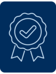 Service Quality Blue Ribbon with a checkmark in the middle