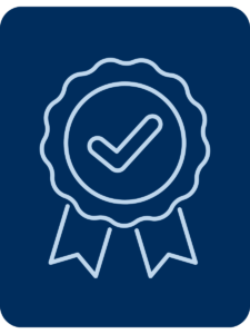 Blue Ribbon with a checkmark in the middle